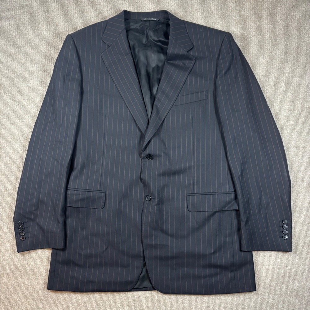 Canali Brown Striped Black Wool Sportcoat Made in Italy Men's Size 44L EUC